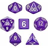 7 Die Polyhedral Dice Set - Solid Purple with Velvet Pouch By Wiz Dice