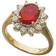 14k Yellow Gold Chatham Oblique Ruby and Diamond Ring
