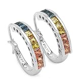 2.15 Carat Genuine Multi Sapphire .925 Silver Earring