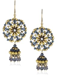 Miguel Ases Blue Gold Stone 14k Gold Filled Dangle Earrings