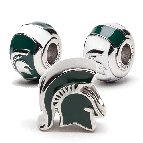 Michigan State Spartan Bead Charms - Set of 3 - Fits Pandora & Others