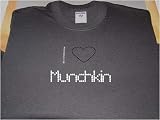 I Love Munchkin - Ladies Short Sleeve Gildan g640l Rhinestone Shirt