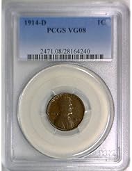Coins: 1914 D Lincoln Wheat Cent PCGS VG-08