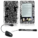 Crystal Case Skull / Black Ultimate Design Slim Premium Durable Hard Case Edition For Barnes and Noble Nook E-Reader + Includes a 4-Inch eBigvalue Determination Hand Strap