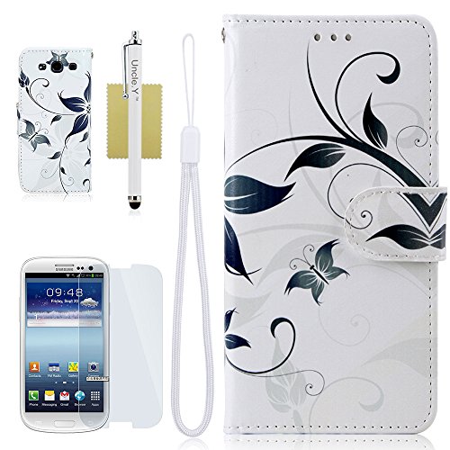 Galaxy S3 Case,S3 Case,@Uncle.Y High Quality Leather Wallet Case Stand Flip Case Fashion Design Pattern Protective Case for Samsung Galaxy S3 I9300 (white flower) Galaxy S3 Case,S3 Case,@Uncle.Y High Quality Leather Wallet Case Stand Flip Case Fashion Design Pattern Protective Case for Samsung Galaxy S3 I9300 (white flower)