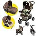 Poussette 4 roues combiné 3en1 (poussette + siège auto + nacelle) Vert anis/Chocolat/Taupe