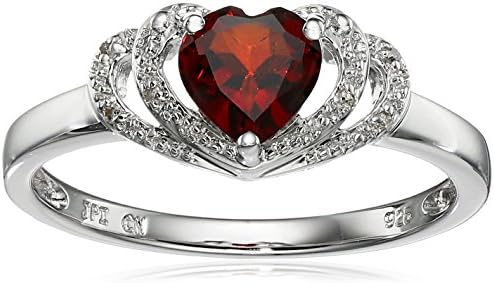 Sterling Silver Gemstone and Diamond Accent Open Halo Heart Ring