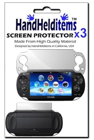 HHI Sony Playstation PS Vita Dual Anti-Fingerprint, Anti-Glare, Matte Finishing Screen Protector (3 Packs) (Front and Back Protector) (Package include a HandHelditems Sketch Stylus Pen)
