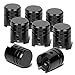 Piston Style Polished Aluinum Black Tire Vavle Stem Caps (Pack of 8)
