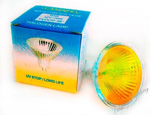 Yellow MR16 20W 12V BAB Flood Lamp Color Halogen Light Bulb GU5.3 Base (4/pack)