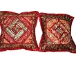 Home Decor-2 Red Sequin Embroidery Sari Toss Pillow Cushion Covers
