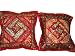 Home Decor-2 Red Sequin Embroidery Sari Toss Pillow Cushion Covers