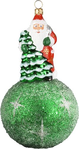 Ino Schaller Blown Glass Polish Green Kugel Santa Ornament by Joy to the World Collectibles Ino Schaller Blown Glass Polish Green Kugel Santa Ornament by Joy to the World Collectibles
