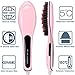 HeyBeauty Tourmaline Ceramic Hair Brush Straightener,Massage Detangling Hair Brush Instant Heating Anti Scald/Anti Static Hair Straightener,LED Display,Silky Straight Styling Iron,Pink