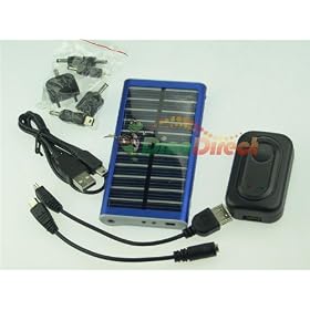 Cell Phone / MP3 / PDA Solar Panel USB Charger with Flashlight WN-008 Blue