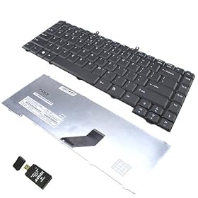 BLACK US Acer Aspire 3100 3650 3690 5100 5610 5680 9110 9120 Extensa 5200 5510 series Laptop notebook Replacement Keyboard PLUS AGPtek USB 2.0 All-in-one Card Reader ( Replacement )