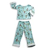 holiday family sleepwear-Saras Prints - Toddler Girls Long Sleeve Holiday Skate Pajamas, Light Blue (Size 2)