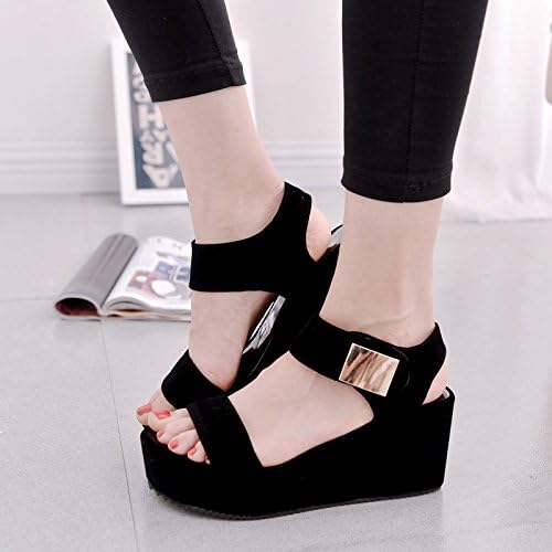 2016 Summer new Korean fashion ladies Sandals platform thick-soled high heel wedges fish Roman tidal shoes women's shoes , black , 38