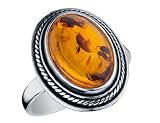 Antique Vintage Amber Ring in Sterling Silver .925