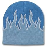 Knit Flames Beanie Cap - Sky Blue / Blue