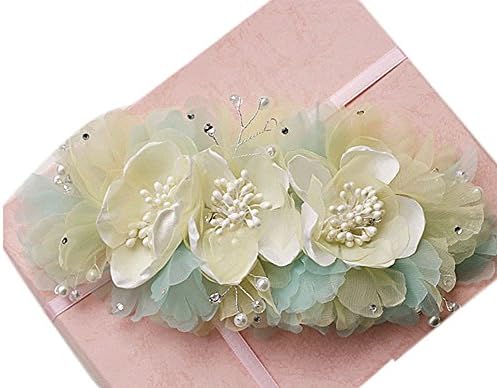 Elleacc Rhinestones Wedding Bridal Fascinator Feather Flora 1piece Hair Clip (Blue)