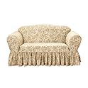 Chantal Floral Ruffled Sofa Slipcover - Sage