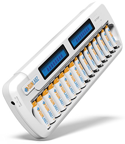 Sunlabz® 16 bay/slot smart battery charger for aa aaa …