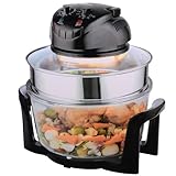 Your Kitchen...17L Halogen Oven with Extender in Black with Two Cooking Racks, Tongs and Lid Stand