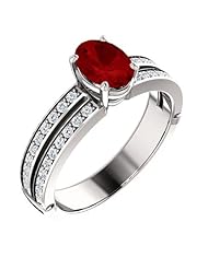 Platinum 7.00x5.00mm Oval Cut Ruby and Diamond Ring -- LIFETIME WARRANTY