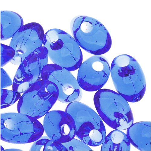 Miyuki Long Magatama Seed Beads 4x7mm - Transparent Sapphire (8.5 Grams)