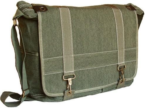 Military Style Khaki Green Canvas Messenger Bag Sling Daypack Shoulder Bag