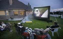 CineBox Outdoor Movie Screen 9' x 5' Theater System - Screen - LCD Projector - DVD Player - Audio Mixer - Outdoor Speakers