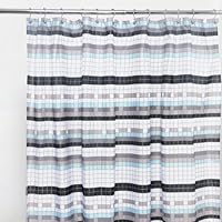 Famous Home Fashions Blake White/Blue Shower Curtain