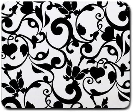 Vintage Black and White Floral Pattern Mouse Pad