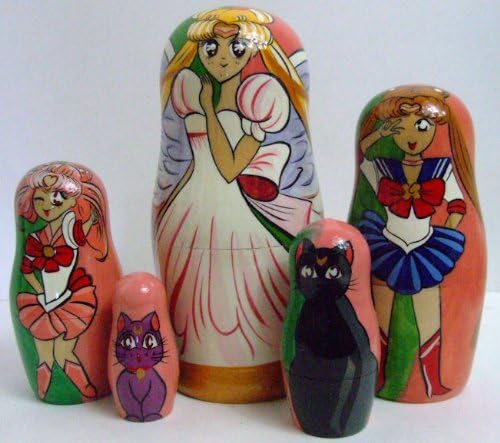 5pcs Handpainted Russian Nesting Doll of Japanese Animation Characters