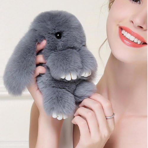 rabbit Furs Keychain Pendant Bag Car Charm Tag Cute Mini Rabbit Toy Doll Fur Monster Keychains #Light Gray