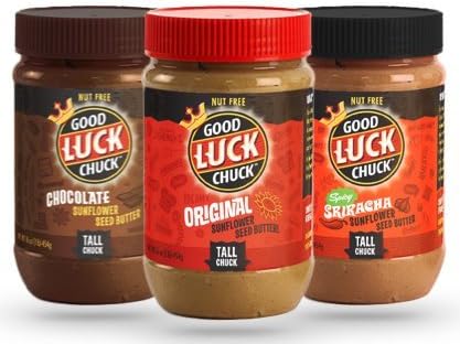 Good Luck Chuck Variety Pack (Original, Chocolate Spread, Sriracha) Sunflower Seed Butter | 16-Ounce Plastic Jars (Pack of 3)