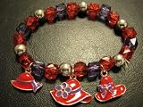 Red Hat Lady Society / Bracelet / 3 Pretty Red Hat Design with Beads