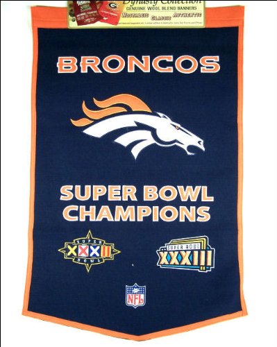 Buy Denver Broncos 24 x 36 NFL Dynasty Banner from Winning Streak Sports by Winning Streak
