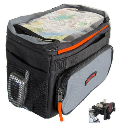 Front Bicycle Handlebar Bag Quick Release with Rain cover Map holder, Max Carry On Weight Limit:12 LB by Biria