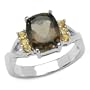 3.00 Carat Genuine Smoky Quartz & Citrine Silver Ring