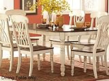 IMAGE OF Dining Table Rounded Corners in Antique White Warm Cherry Top