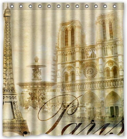 Outlet-Seller Custom Impression in Paris Waterproof Bathroom Fabric Shower Curtain 66" x 72" by Outlet Seller