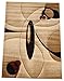 Contemporary Brown and Beige Wavy Circles Wool Blend Stain Resistant Area Rugs (2 x 3)