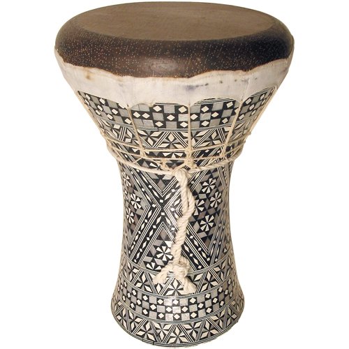 Egyptian Ceramic Dumbek, Large Inlaid