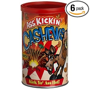 Ass Kickin' Cashews, 6-Ounce Cans (Pack of 6) by 