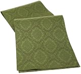 Mahogany New Medallion 14-Inch by 72-Inch Green/Dark Green Table Runner, Cotton Jacquard