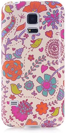 Vfunn Premium TPU Gel Scratch Resistant Funny Cartoon Case Cover for Samsung Galaxy S5 Mini with 1 Screen Protector 1 Clean Cloth Cleaner 1 Blue Stylus Pen (Samsung Galaxy S5 Mini) (Flower Bird)