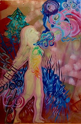 Original one-of-a-kind acrylic painting on masonite 4'x3.25' large spiritual chakra themed artwork"Vishudha Speaks"