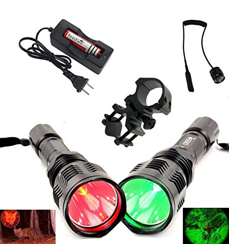 BestFireÂ® Waterproof HS-802 350 Lumens Cree led Flashlight 250 Yard Long Range Hunting Light Cree LED Light Coyote Hog Hunting Light Lamp Torch with Remote Pressure Switch Barrel Mount 18650 Rechargeable battery and Charger Perfect for Hunting Fishi